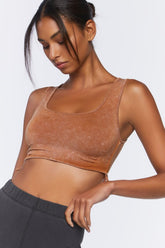 Forever 21 Women's Active Seamless Ribbed Crop Top Toffee