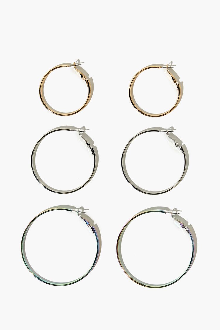 Forever 21 Women's Rainbow Hoop Earring Set Gold/Silver