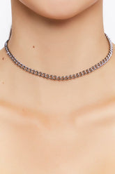 Forever 21 Women's Curb Chain Choker Blue/Silver