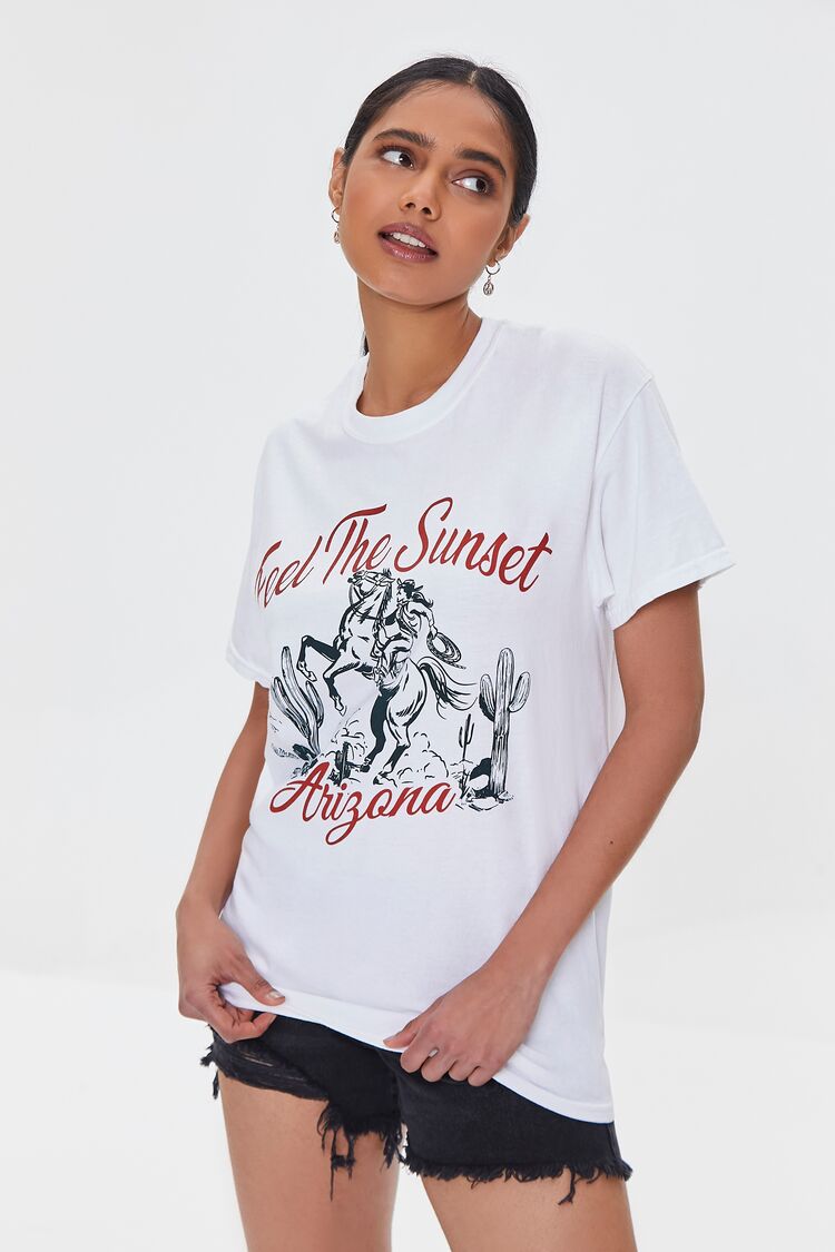 Forever 21 Women's Feel The Sunset Graphic T-Shirt White/Multi