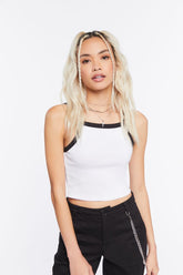 Forever 21 Women's Cropped Ringer Cami White/Black