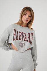 Forever 21 Women's Harvard Graphic Pullover Heather Grey