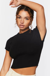 Forever 21 Women's Rib-Knit Crop Top Black