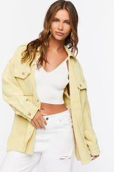 Forever 21 Women's Corduroy Button-Front Shacket Raffia