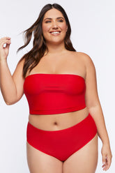 Forever 21 Plus Women's Cheeky Bikini Bottoms High Risk Red