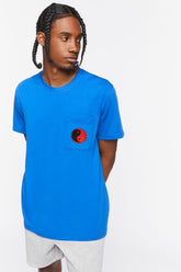 Forever 21 Men's Yin Yang Pocket T-Shirt Blue/Red