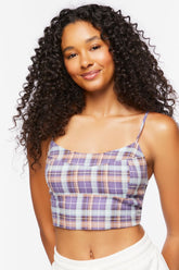 Forever 21 Women's Plaid Lounge Cropped Cami Sugarplum/Multi