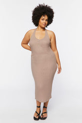 Forever 21 Plus Women's Halter Midi Dress Taupe