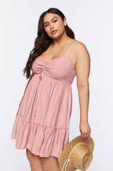 Forever 21 Plus Women's Ruched Cami Mini Spring/Summer Dress Adobe Rose