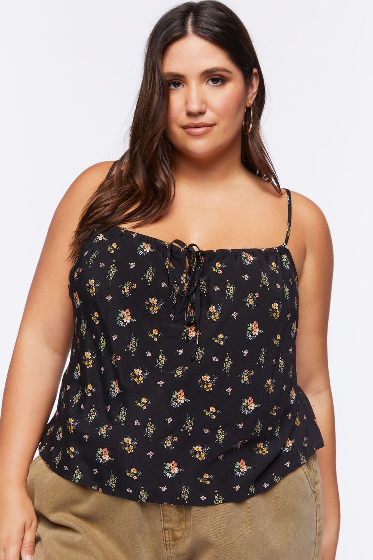 Forever 21 Plus Women's Ditsy Floral Print Cami Black/Multi