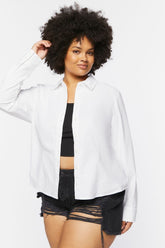 Forever 21 Plus Women's Cotton Long-Sleeve Shirt White