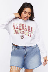 Forever 21 Plus Women's Harvard Long-Sleeve Thermal T-Shirt White/Red