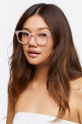 Forever 21 Women's Round Frame Readers Nude/Clear