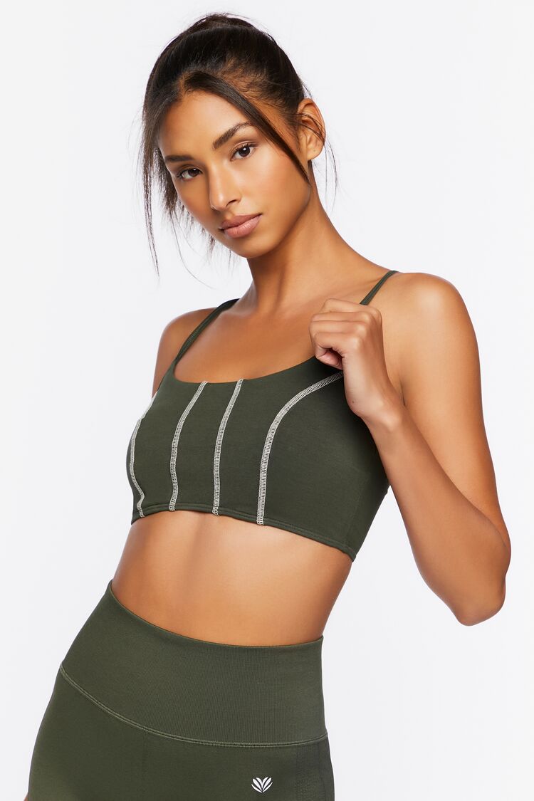 Forever 21 Women's Cotton-Blend Longline Sports Bra Cypress