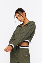 Forever 21 Women's Active Varsity-Striped Anorak Cypress