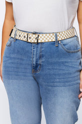 Forever 21 Women's Checkered Print Belt Tan/White