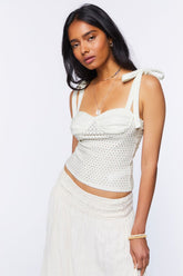 Forever 21 Women's Perforated Tie-Strap Cami Cream