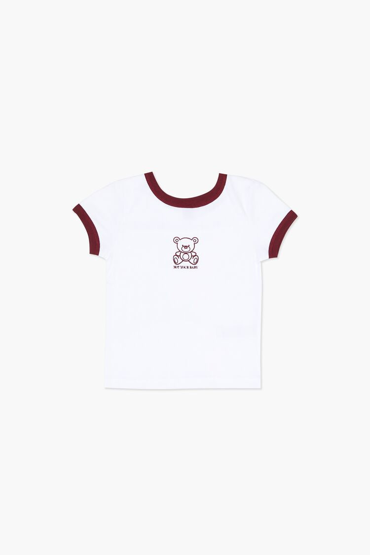 Forever 21 Girls Not Your Baby Ringer T-Shirt (Kids) White/Multi