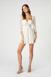 Forever 21 Women's Lace Fit & Flare Mini Dress Vanilla