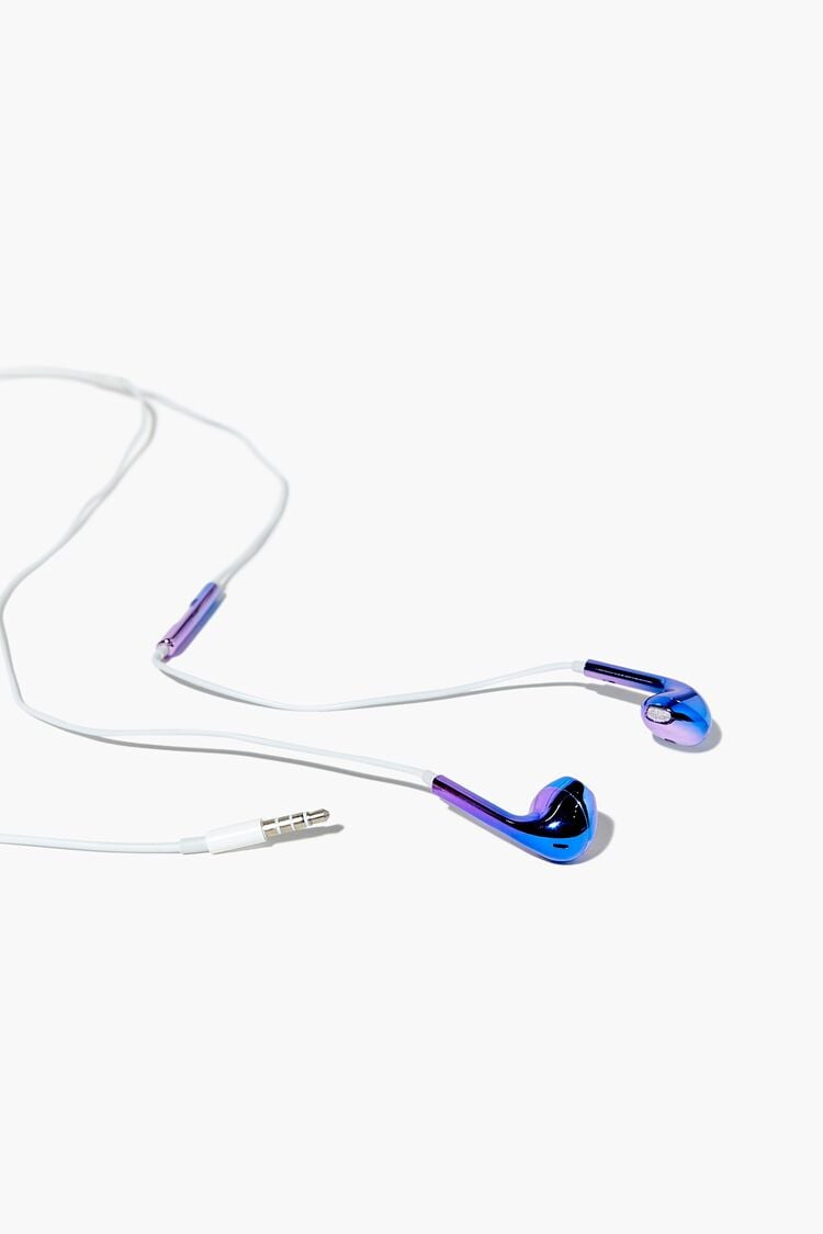 Forever 21 Women's Iridescent Wired Earphones Purple