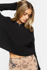 Forever 21 Knit Women's Drop-Sleeve Sweater Black