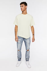 Forever 21 Men's Distressed Skinny Jeans Light Denim