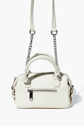 Forever 21 Women's Faux Leather/Pleather Crossbody Satchel Cream