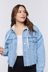 Forever 21 Plus Women's Combo Trucker Jacket Medium Denim