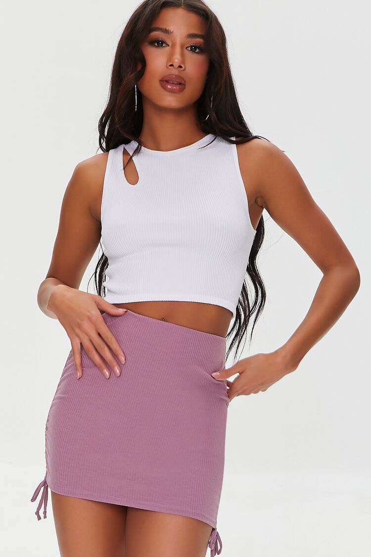 Forever 21 Women's Ruched Bodycon Mini Skirt Dusty Lavender