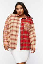 Forever 21 Plus Women's Reworked Plaid Shirt Red/Multi