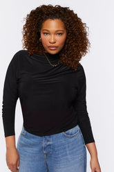 Forever 21 Plus Women's Slinky Turtleneck Top Black