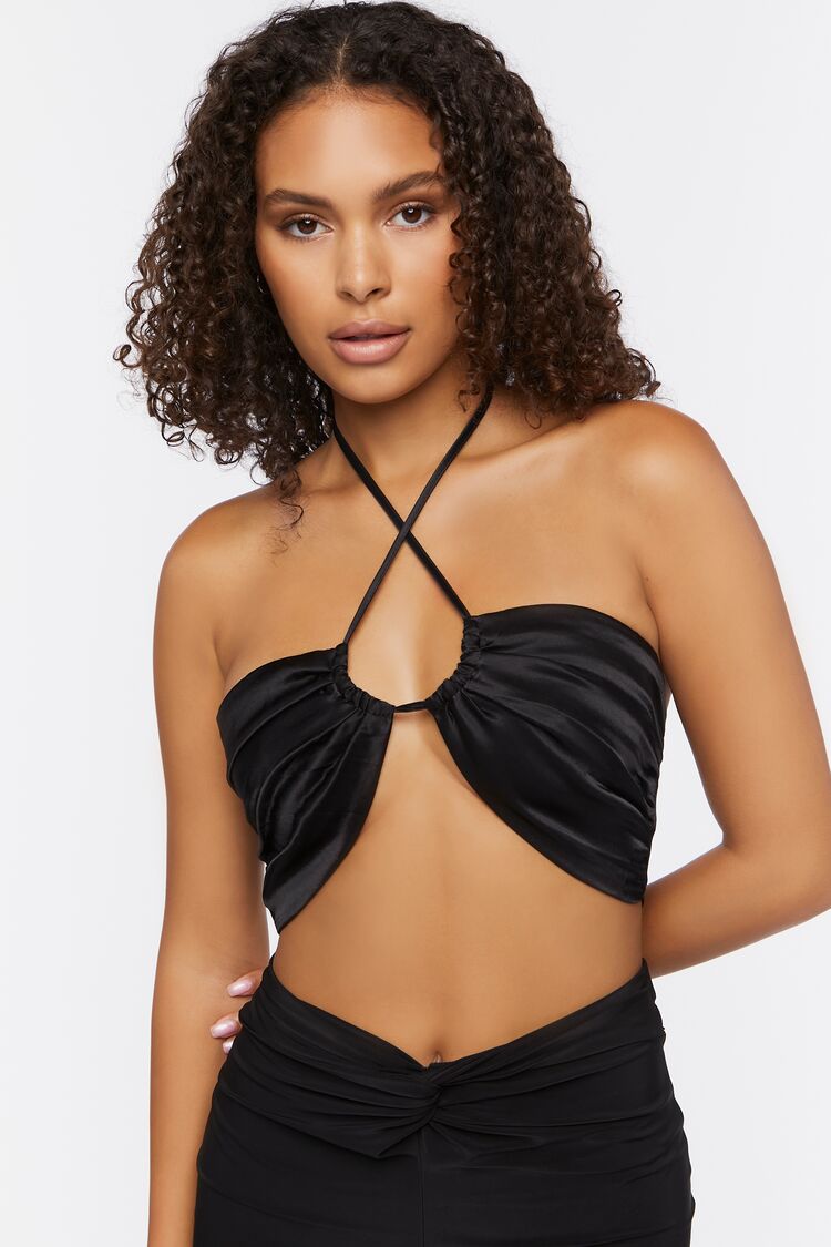 Forever 21 Women's Crisscross Halter Bralette Black