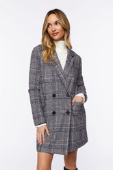 Forever 21 Women's Plaid Double-Breasted Blazer Black/White