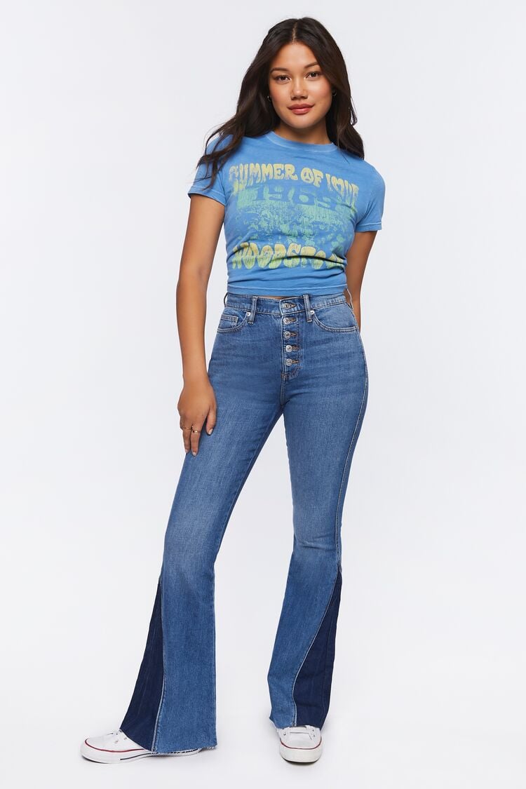 Forever 21 Women's Reworked Flare Jeans Medium Denim