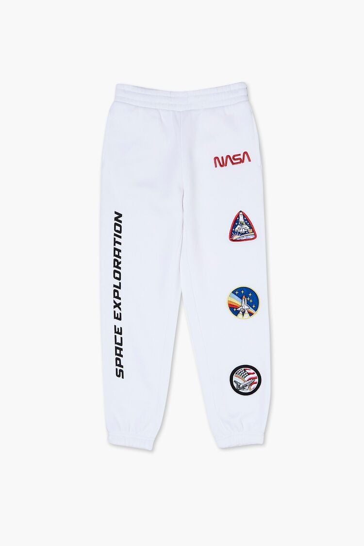 Forever 21 Girls NASA Patch Joggers (Kids) White/Multi