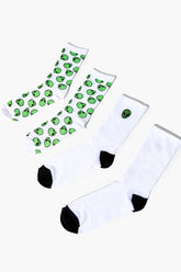 Forever 21 Women's Alien Crew Sock Set White/Green