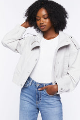 Forever 21 Women's Twill Bomber Jacket Ash Brown