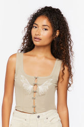 Forever 21 Women's Angel Wings Graphic Tank Top Sage/Multi