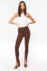 Forever 21 Women's Split-Hem Skinny Pants Walnut