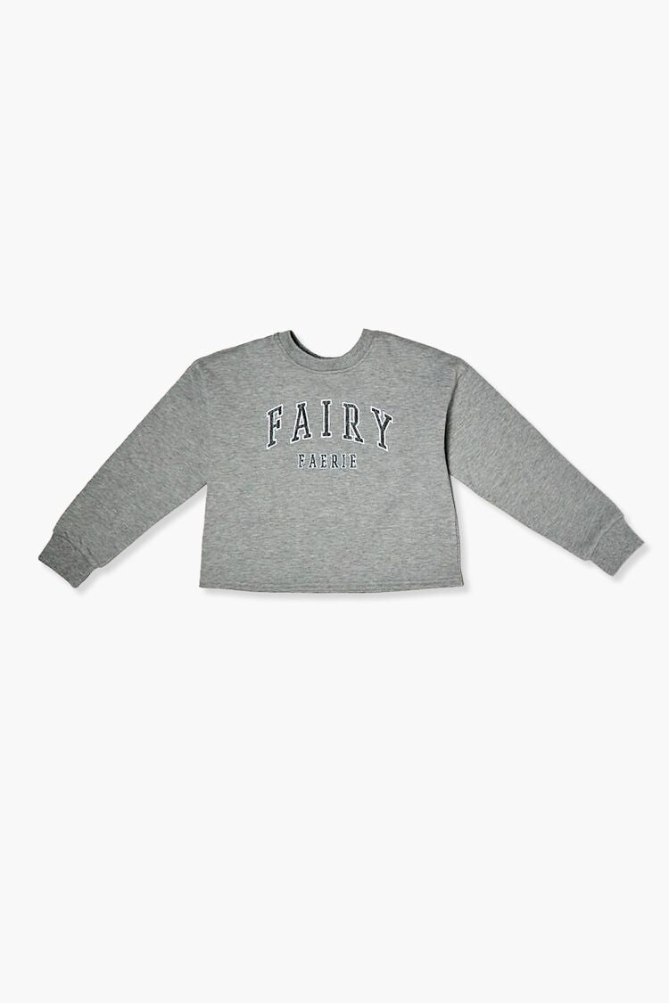 Forever 21 Girls Fairy Graphic Pullover (Kids) Grey/Multi