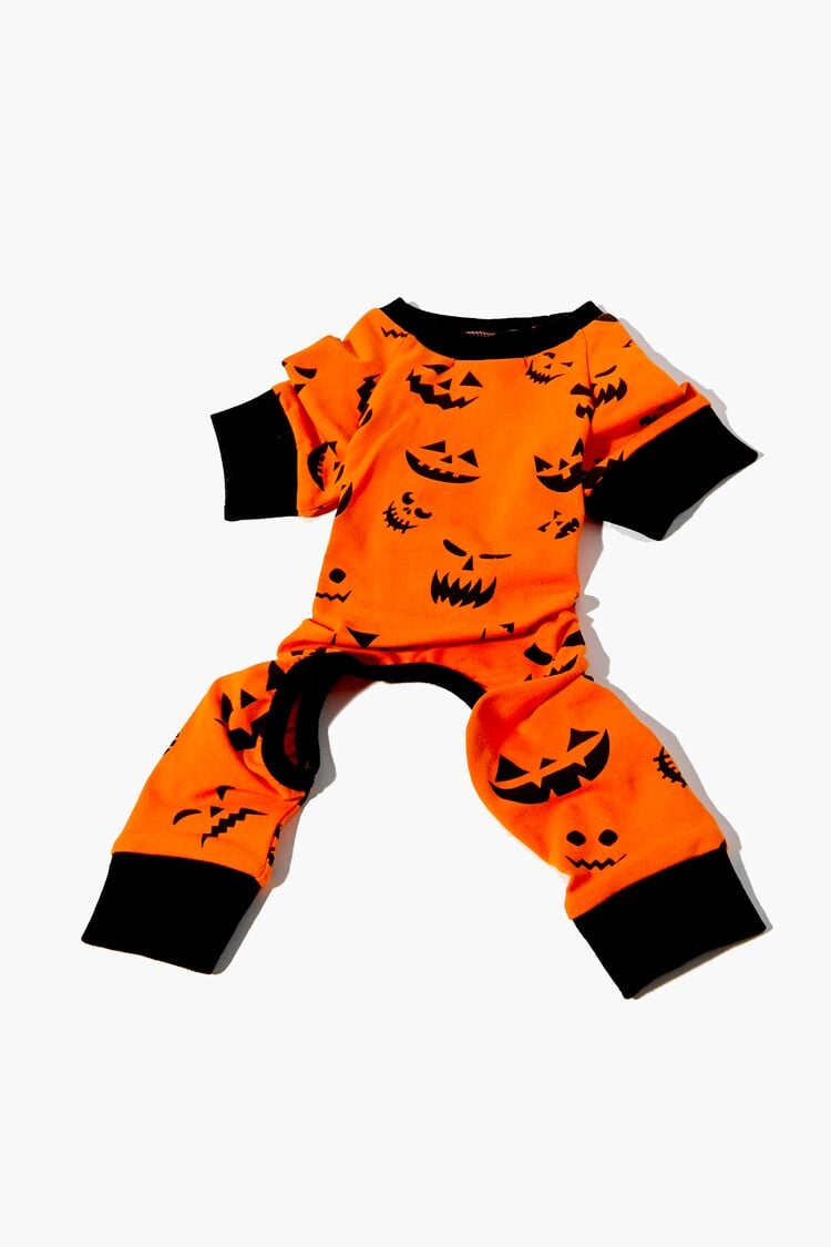 Forever 21 Women's Jack-O-Lantern Pet One-Piece Orange/Black