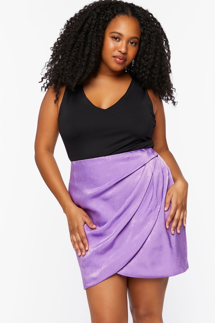 Forever 21 Plus Women's Tulip-Hem Mini Skirt Amethyst