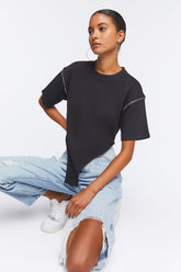 Forever 21 Women's Curved Hem Cropped T-Shirt Black