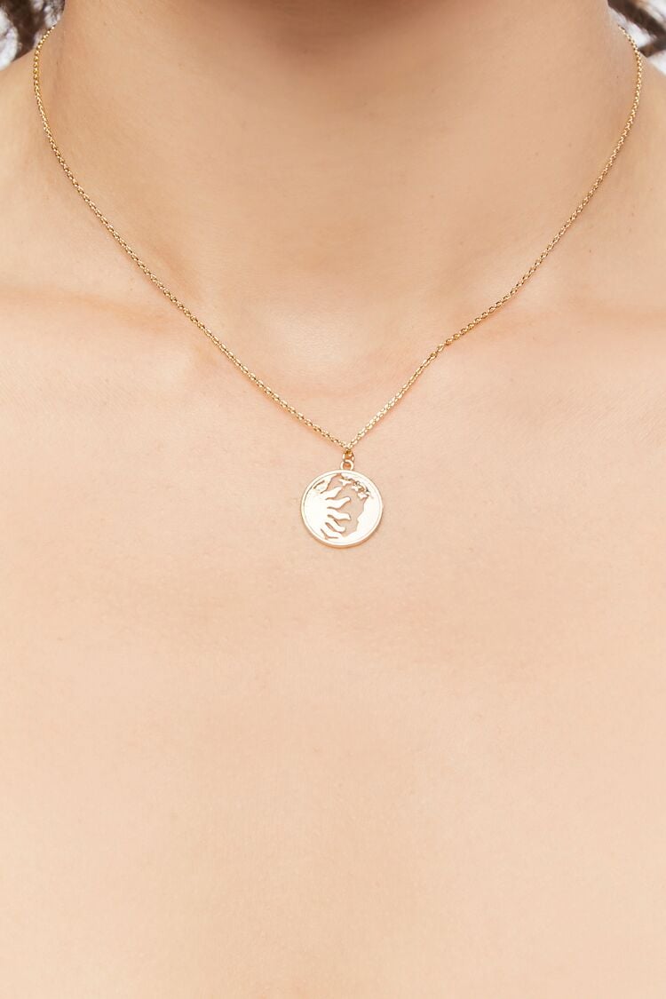 Forever 21 Women's Sun & Moon Pendant Necklace Gold
