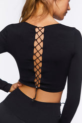 Forever 21 Women's Active Seamless Crisscross Crop Top Black