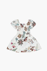 Forever 21 Girls Floral Print Spring/Summer Dress (Kids) Cream/Multi