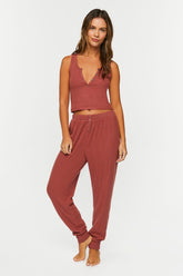 Forever 21 Women's Marled Pajama Pants Brick