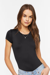 Forever 21 Women's Crew Short-Sleeve T-Shirt Bodysuit Black