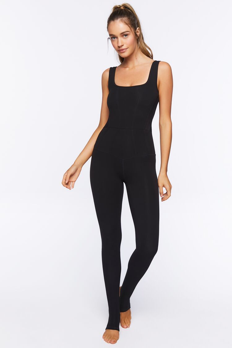 Forever 21 Women's Active Sleeveless Stirrup Jumpsuit Black