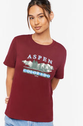 Forever 21 Women's Organically Grown Cotton Aspen Graphic T-Shirt Merlot/Multi